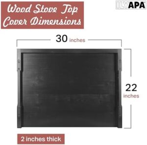 Ilyapa Noodle Board Wood Stove Top Cover for Gas Stove with Steel Handles