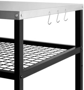 Stainless Steel Grill Cart with Water-Proof Cover and Movable Shelves for Outdoor Use