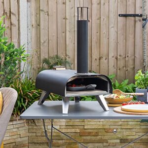 Zanussi ZPO1BPC Outdoor 12 Inch Wood Pellet Portable Wood Fired Pizza Oven with Foldable Legs and Paddle  