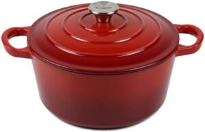 Dutch Oven Enameled Cast Iron Pot with Dual Handle and Cover Casserole Dish in vibrant red color, 10.23" (26 cm) size.