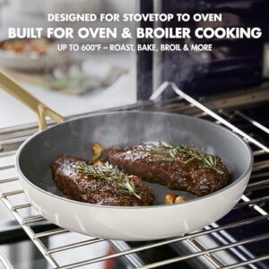 GreenPan GP5 14 Piece Cookware Set with ceramic nonstick surface and champagne handles  
