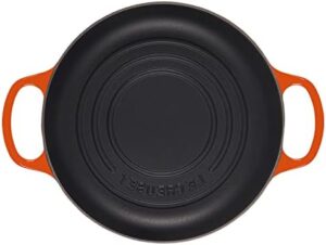 Le Creuset Enameled Cast Iron Bread Oven Bundle in Flame color with a 3 1/4" Nylon Cleaning Brush