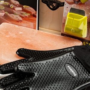 Himalayan Pink Salt Block Deluxe Cooking Kit with Holder, Heat Proof Gloves, and Cleaning Brush