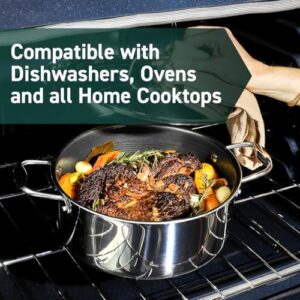 HexClad Hybrid Nonstick 4.7-Litre Dutch Oven Casserole Dish with Stainless Steel Lid