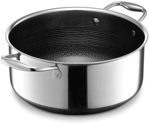 HexClad Hybrid Nonstick 4.7-Litre Dutch Oven Casserole Dish with Stainless Steel Lid