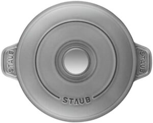 STAUB Round Cast Iron Oven Dish in Graphite Grey, 20 cm, high-quality enamel-coated cast iron cookware