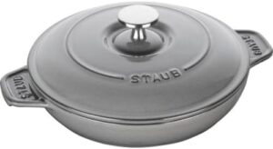 STAUB Round Cast Iron Oven Dish in Graphite Grey, 20 cm, high-quality enamel-coated cast iron cookware