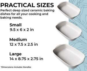 Premium white ceramic casserole dish set, perfect for baking lasagna and casseroles.