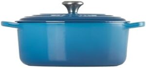 Le Creuset Signature Cast Iron Oval Casserole in Marseille Blue - Perfect for Even Cooking