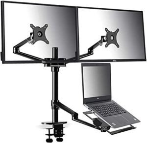 4 arm Height Adjustable Desk Bed Holder Mount Stand for 10 to 17 inch Laptop and Double Monitor(11-27 inc),Compatible with MacBook,Ipad Pro Ipad Air,IPad Mini, Tablets 9 to 13 inch (Chrome Silver)