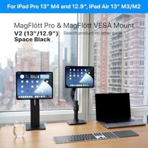MagFlott Pro V2 (13"/12.9") Space Black, Tallest Height Adjustable Magnetic Stand for iPad Pro 13" M4, iPad Air 13" M3/M2, iPad Pro 12.9", Max Height 17.5", for iPhone w/MagSafe, Ucable USB C Cable