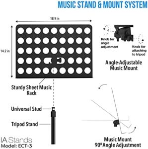 IA Stands ECT3 Sheet Music Tablet Tripod Stand - Folding Music Stand with tablet holder - Portable Music Display Stand for Sheet Music - Perfect Music Gifts - The Ultimate Multi-purpose Stand