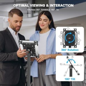 AboveTEK Security iPad Kiosk Floor Stand, Anti-Theft POS Tablet Stand for Retail Business, Height Adjustable Tablet Floor Stand, 360° Swivel Universal Locking Holder Fits 9.7"-13" iPad/iPad Pro/Air