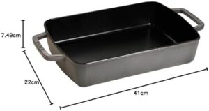 Staub Cast Iron 12-inch x 8-inch Roasting Pan in Graphite Grey, Made in France  