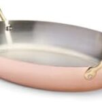 INOCUIVRE Oval Copper Stainless Steel Dish with Brass Handles, 12.5" x 9"