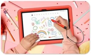 Galaxy Tab A9+ Plus Kids Edition 11” 64GB WiFi Android Tablet, Long Battery Life, Expandable Storage, Thin, Light Design, Durable Puffy Cover, US Version, 2024, Red