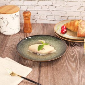 Jinsongdafa Ceramic Dinner Plates Set of 4, Black Glaze, 10-Inch, Microwave and Dishwasher Safe