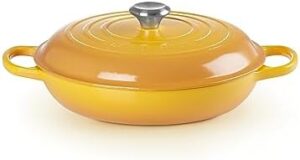 Le Creuset Signature Enamelled Cast Iron Shallow Casserole Dish with Lid in Nectar