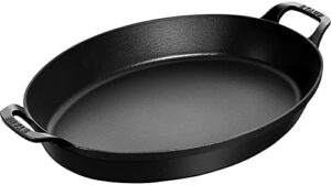 Staub Cast Iron 14.5-inch X 11.2-inch Oval Baking Dish - Matte Black, Made in France
