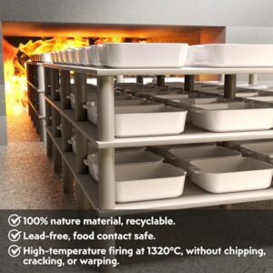 BLIRORA Deep Ceramic Baking Dish - 9x13 Inch Lasagna Pan with Handles, Elegant White Design, Ideal for Roasting and Baking