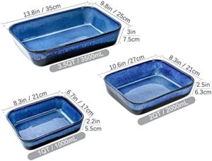 UNICASA Ceramic Bakeware Set in Space Blue with Reactive Glaze, 9x13 Casserole Dish for Oven Cooking  