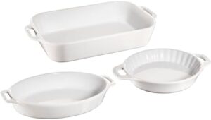 Staub Ceramic Baking Dish Set, 3pc, White - Elegant and Durable Bakeware