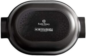 Emile Henry Delight Ceramic Oval Dutch Oven 4.5L in Slate color, showing off its elegant design and durable ceramic construction.