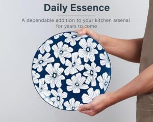 ONEMORE 10.5 in Ceramic Dinner Plate Set of 6 in Vintage Blue, perfect for serving meals