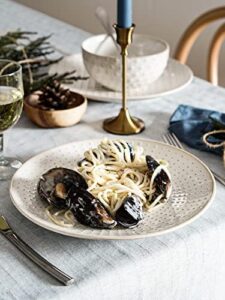 LE TAUCI Dinner Plates 10 Inch Ceramic Dish Set - Elegant Embossed Design, Microwave & Dishwasher Safe