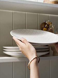 LE TAUCI Dinner Plates 10 Inch Ceramic Dish Set - Elegant Embossed Design, Microwave & Dishwasher Safe