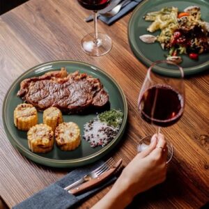 JINIHFW Plates and Bowls Sets,Ceramic 12-Pieces Dinnerware Sets,Oven Dishwasher & Microwave Safe,Service for 4,Blue
