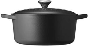 LE CREUSET Signature Enamelled Cast Iron Round Casserole Dish With Lid, 24 cm, 4.2 Litre, Satin Black, 211772400