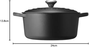 LE CREUSET Signature Enamelled Cast Iron Round Casserole Dish With Lid, 24 cm, 4.2 Litre, Satin Black, 211772400