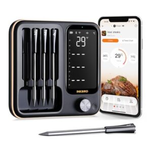 INKBIRD Wireless BBQ Thermometer with 4 Probes INT-14-BW, 3-Mode WiFi Bluetooth Meat Thermometer with Temperature Pre-Alarm and Timer, IP67 Waterproof, Smart Food Thermometer for BBQ, Grill, Oven