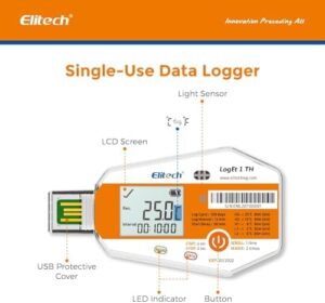 Elitech LogEt 1TH Temperature and Humidity Data Logger Single Use PDF Report USB Port 16000 Points (10PACK)