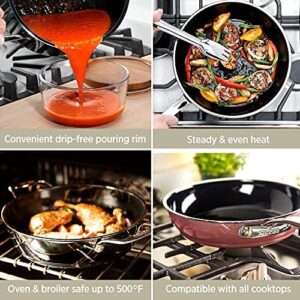 All-Clad FusionTec Ceramic Fry Pan 9.5 Inch Induction Oven Broiler Safe 500F Pots and Pans, Cookware Rose Quartz