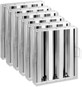 VEVOR Commercial Cooker Hood Filter Stainless Steel Restaurant Grease Resistant 3 Flute 6 Pack 393 x 493 x 45mm (W x H x D)