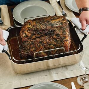 KitchenAid 5-Ply Clad Roasting Pan/Roaster with Removable Rack, 15 Inch x 11.5 Inch, Polished Stainless Steel
