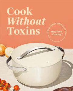 Caraway Nonstick Ceramic Dutch Oven Pot with Lid (6.5 qt, 10.5") - Non Toxic, PTFE & PFOA Free - Oven Safe & Compatible with All Stovetops (Gas, Electric & Induction) - Cream