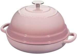 EDGING CASTING Enameled Cast Iron Dutch Oven Pot with Lid, Round Bread Oven for Homemade Sourdough Bread Baking, 6 Quart, Pink