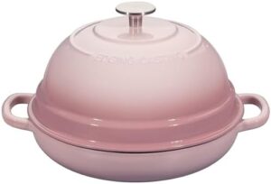 EDGING CASTING Enameled Cast Iron Dutch Oven Pot with Lid, Round Bread Oven for Homemade Sourdough Bread Baking, 6 Quart, Pink