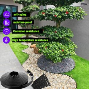 JDXN No Dig Landscape 1.5 Inch Tall Edging Garden Edging Landscape Edging Comes with Spikes for Landscaping, Flower Gardens, Lawn… (Black 1.5INCH/118FT)