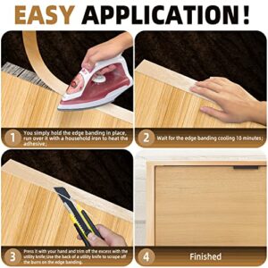 GSCIT Club Birch Wood Veneer 12 Inch x 50 Yards Wood Edging Tape Pre-Glued Flexible Veneer Tape for Cabinet Repair Furniture Restoration