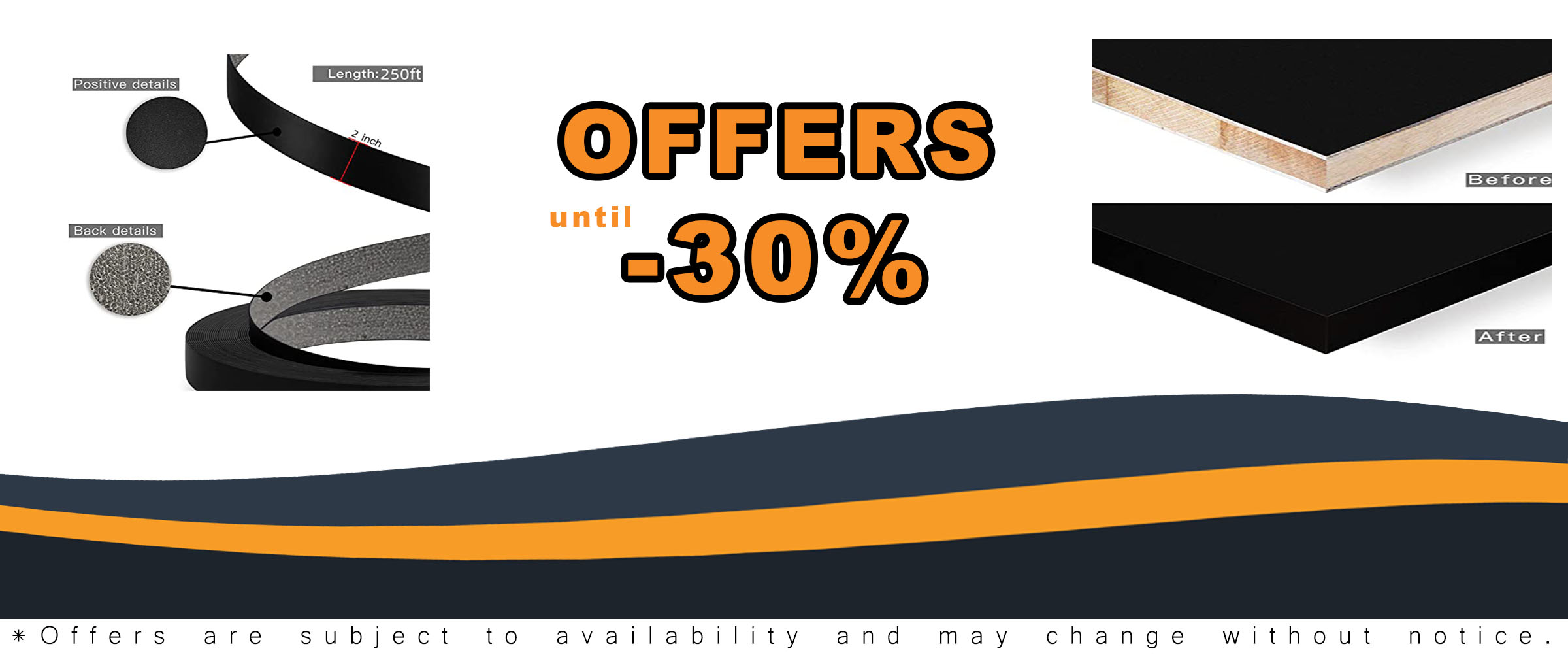 ZYJT Black Edge Banding, 2 inch x 250ft roll of Veneer Edge Banding -Pre-glued Flexible Edging, PVC Tape Banding on with Hot Melt Adhesive Easy Application for Cabinet Repair Furniture Restoration