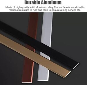 Metal Flat Floor Transition Strips, Waterproof 2cm/0.79in Floor Edging Trim Strip, Steps Edge Protector Trims Floor Strips (Black Length 150cm/59.1in)