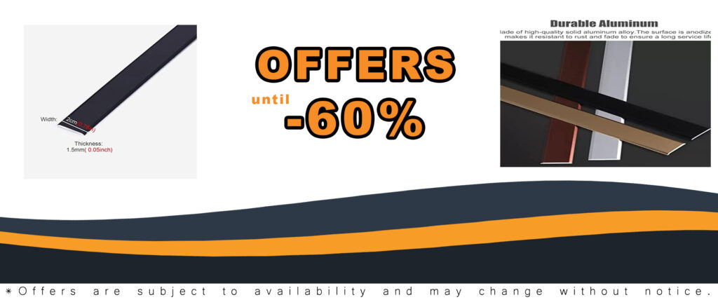 Metal Flat Floor Transition Strips, Waterproof 2cm/0.79in Floor Edging Trim Strip, Steps Edge Protector Trims Floor Strips (Black Length 150cm/59.1in)